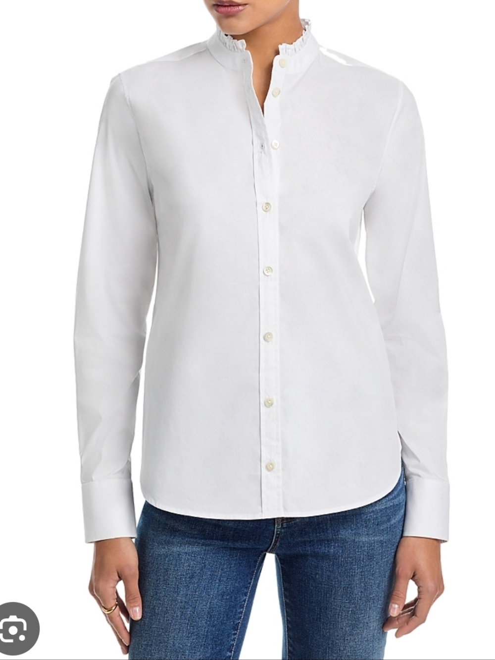Veronica Beard Bays shirt Size 6 White Ruffle Collar Blouse